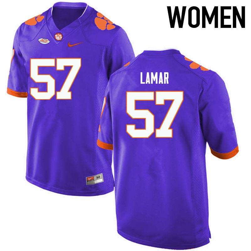 Women Clemson Tigers #57 Tre Lamar College Football Jerseys-Purple